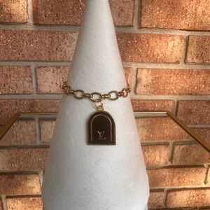 Elegant Gold Link Bracelet with Upcycled Designer-Inspired Charm